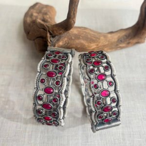 Silver Red-Stone Bangle single piece