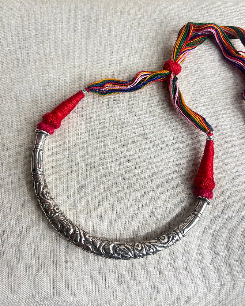 Silver Floral Choker Necklace - Image 2