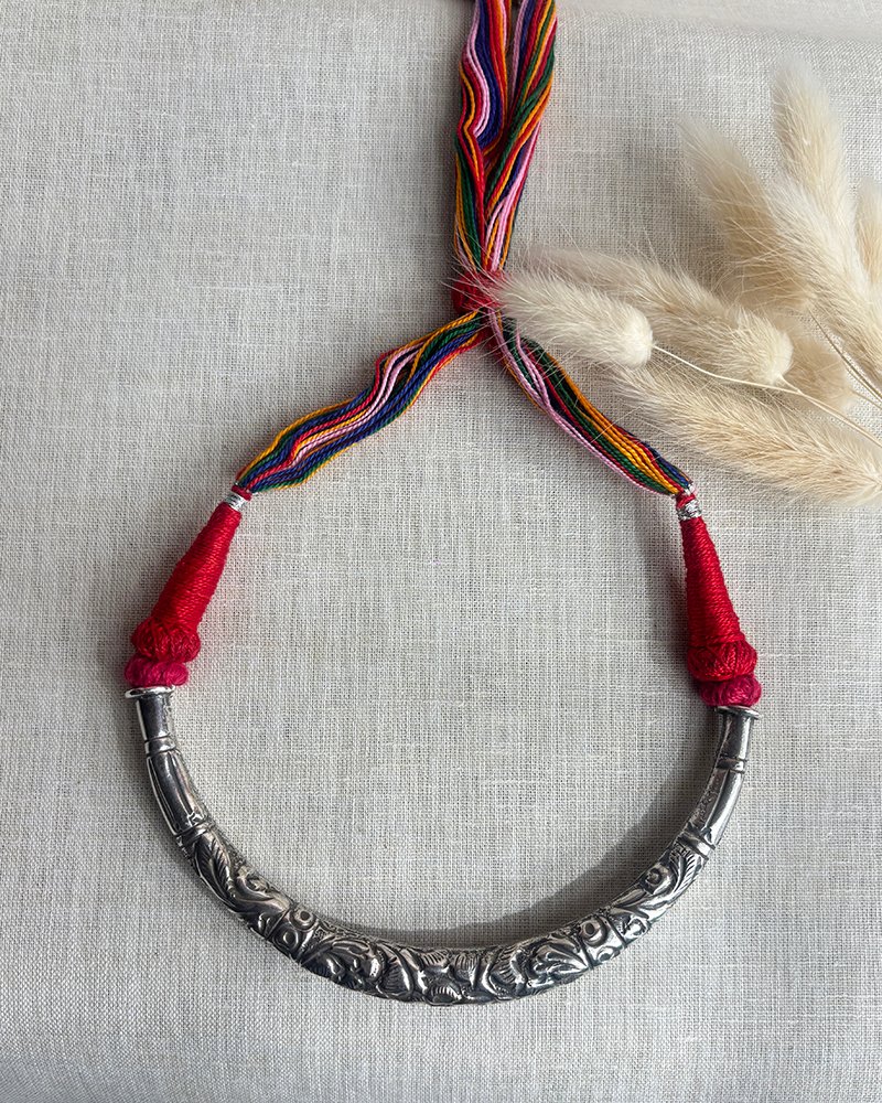 Silver Floral Choker Necklace