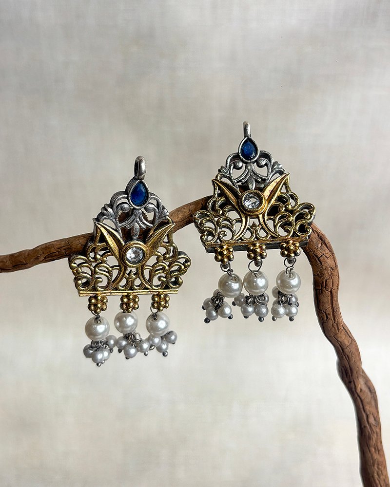 Royal Blue stone with Pearl Choker Set - Image 3