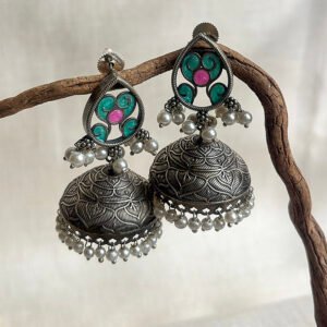 Vibrant enamel silver jumkas