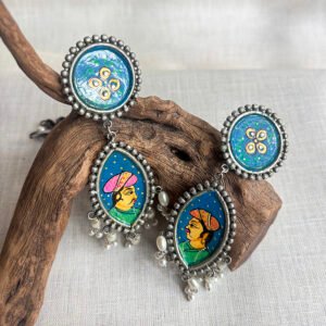 Meenakari blue danglers