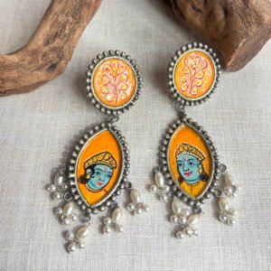Meenakari danglers with Krishna themed