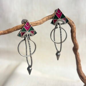 Tribal silver and enamel danglers