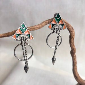 Tribal Silver & Enamel Danglers.