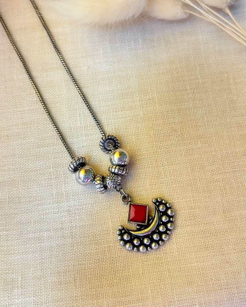 Silver Red-Stone Pendant Set - Image 2